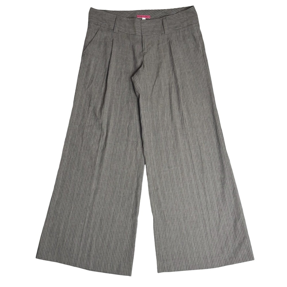 Alice + Olivia Olivia Pinstripe Wide Leg Linen Blend Trousers Gray Size 10